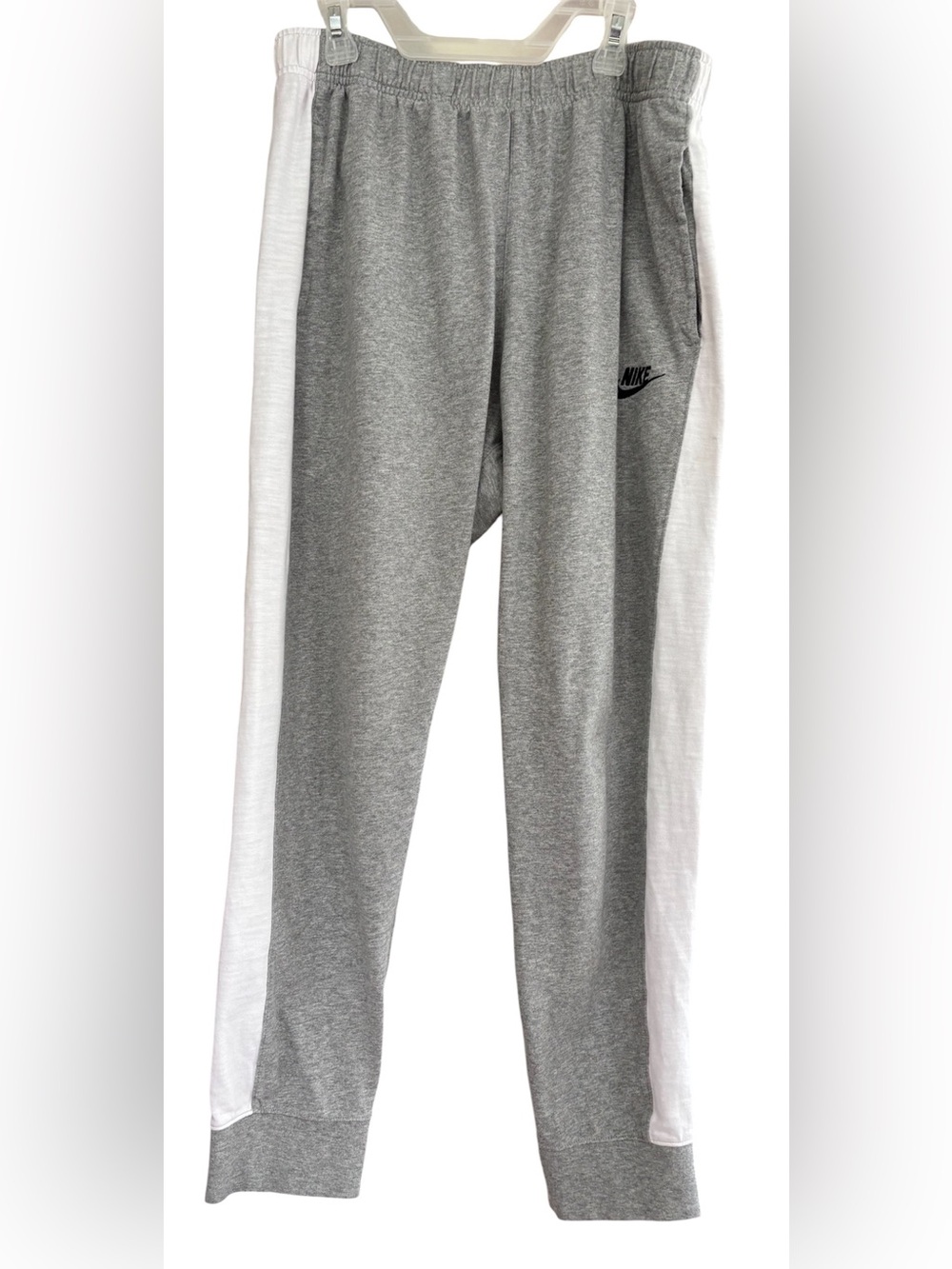 Nike Gray Jogger Sweatpants Size Medium White Side Stripe Athletic Lounge